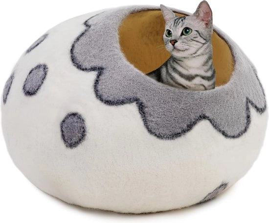 Casa per gatti - Letto premium in pelliccia di lana per gatti, letto per gatti con copertura impermeabile, realizzato con 100% lana merino ecologica, letto pieghevole per gatti da interni
