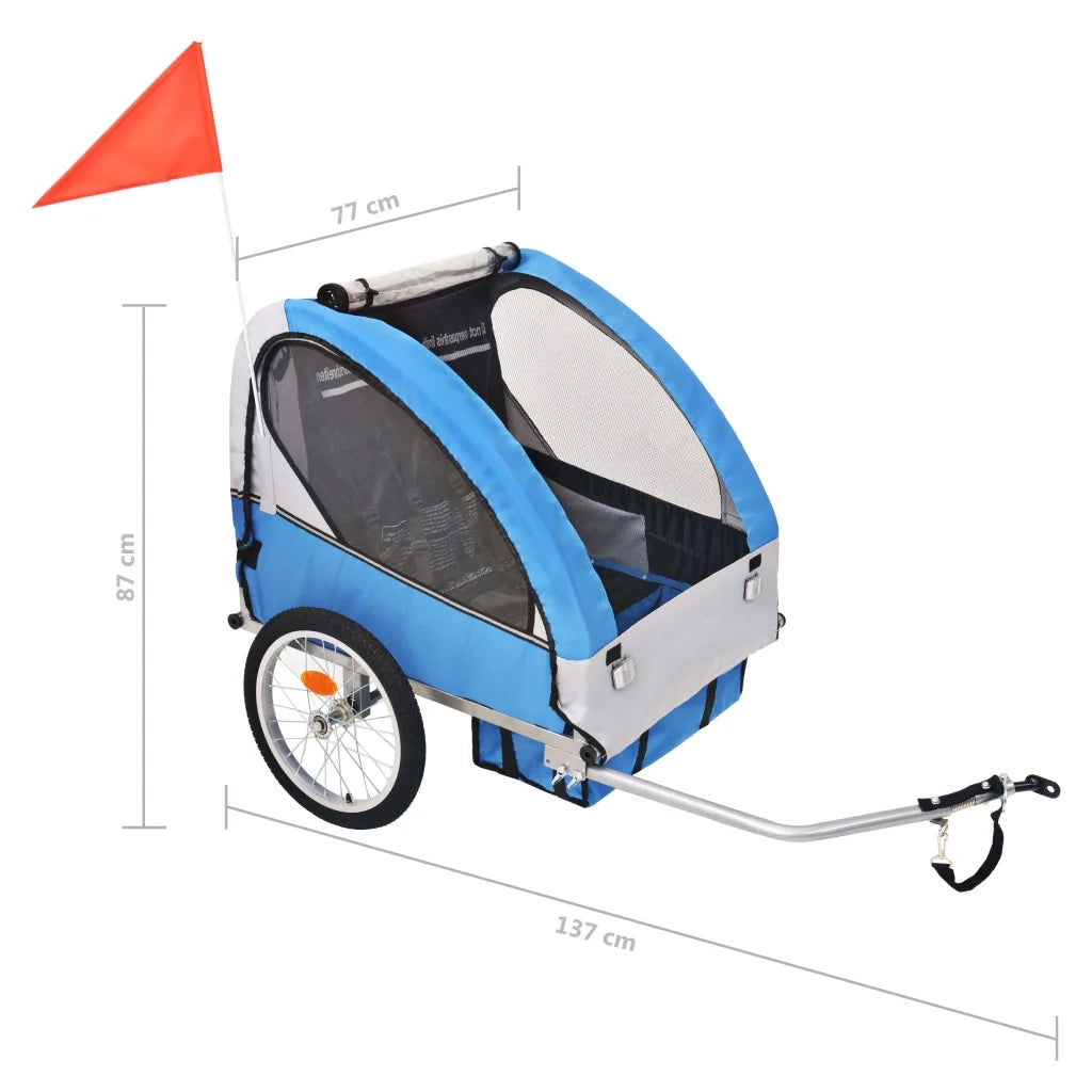 Rimorchio da Bici per Bambini Grigio e Nero 30 kg cod mxl 68403