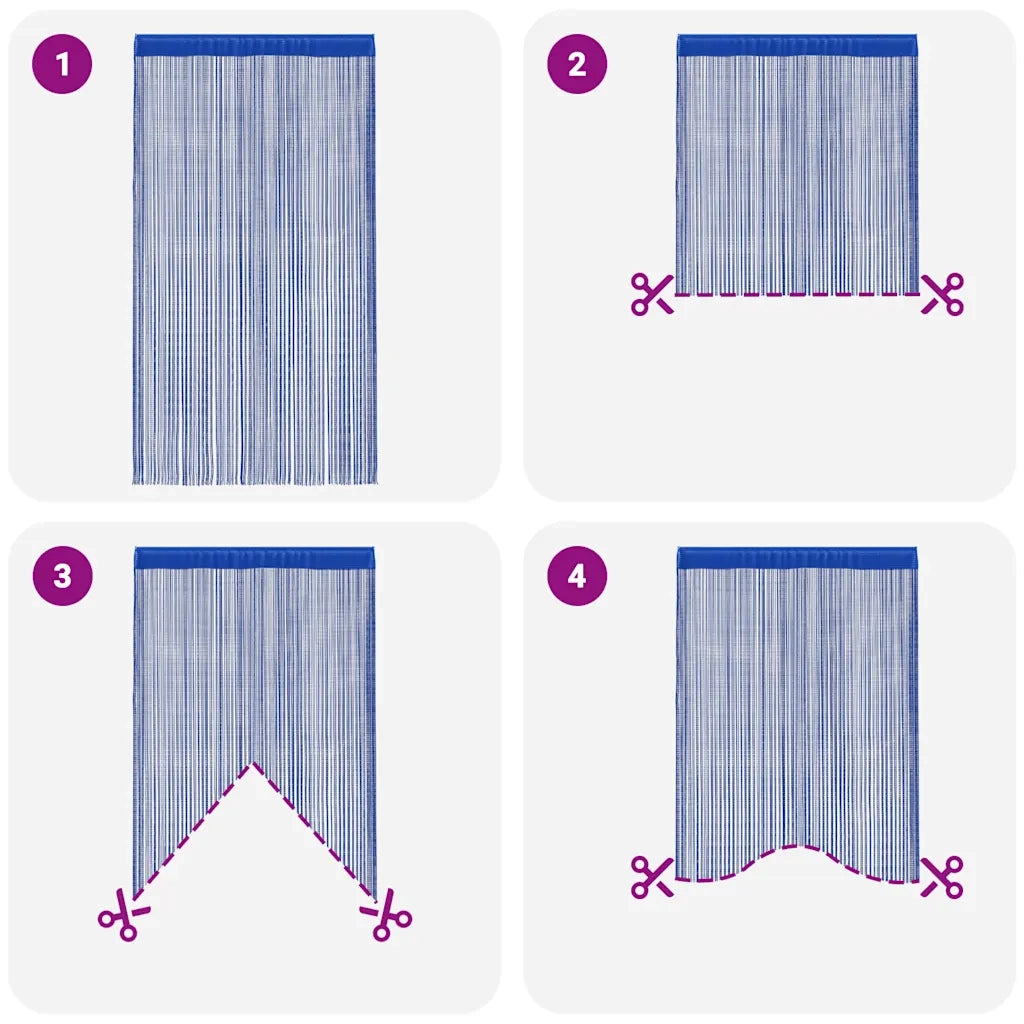 Tende a Filo 2 pz 100x250 cm Blu 132406