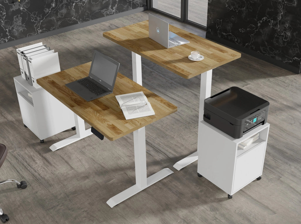 SCRIVANIA BIM NATURAL 2P BIANCO OPACO ROVERE NATURALE 120x65