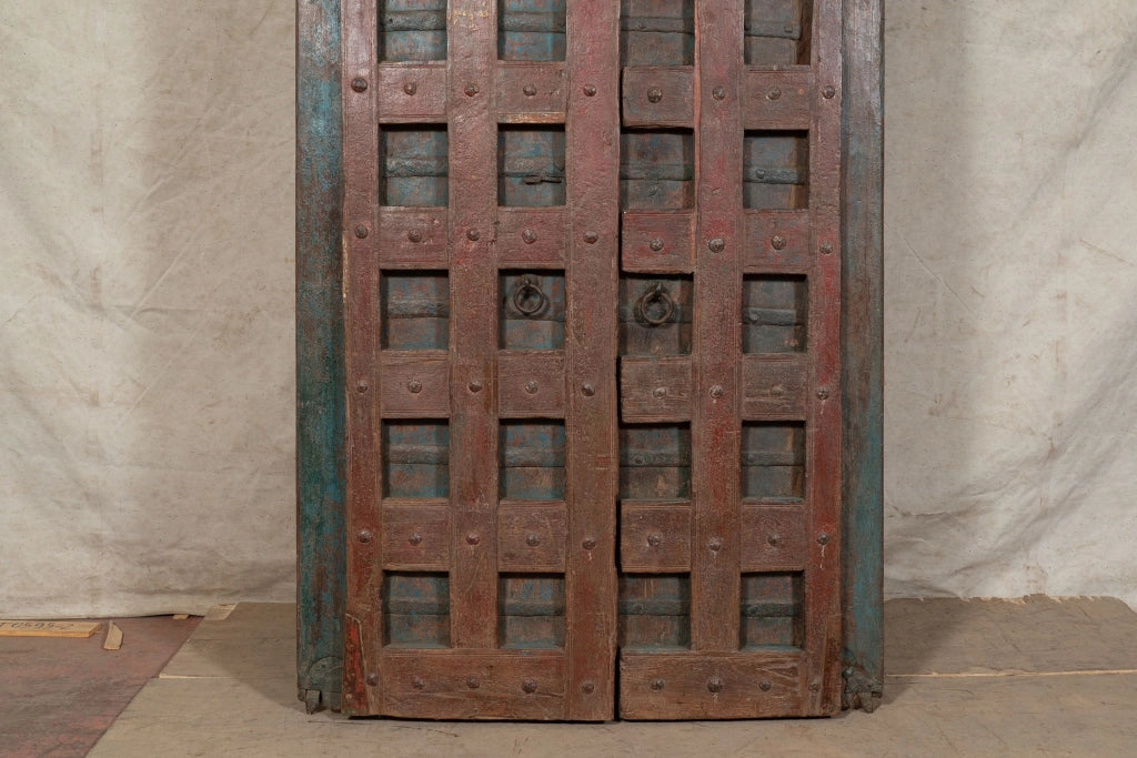 Biscottini Porta portone in legno massello e ferro da interno o da esterno vecchia e antica medievale scorrevole