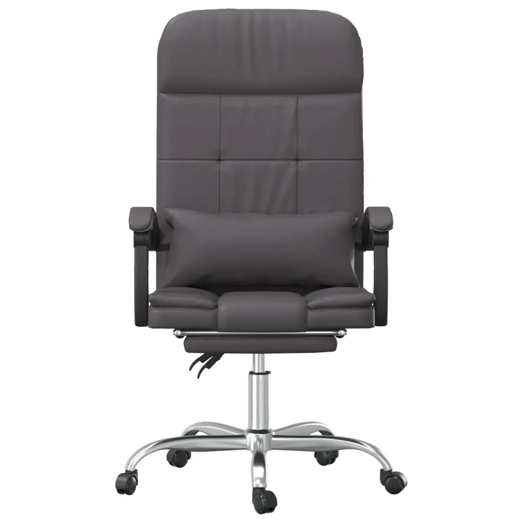 Poltrona da Ufficio Massaggiante | Sedia Relax Reclinabile Grigio Similpelle
