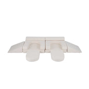 Divano da gioco per bambini trasformabile tessuto suede e schiuma ad alta elasticit¨¤, Poltrona modulare a 10 pezzi Beige