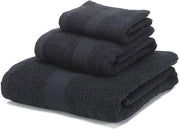 Set di asciugamani - Tela di cotone a maglia - Set da 3 - Nero