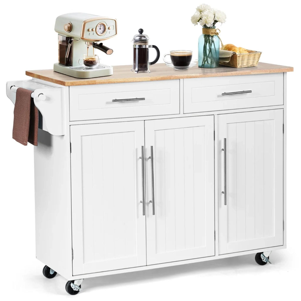 Isola da cucina su ruote 121 x 46 x 93 cm con 2 cassetti e 2 ante stile moderno in MDF nero 20_0017940