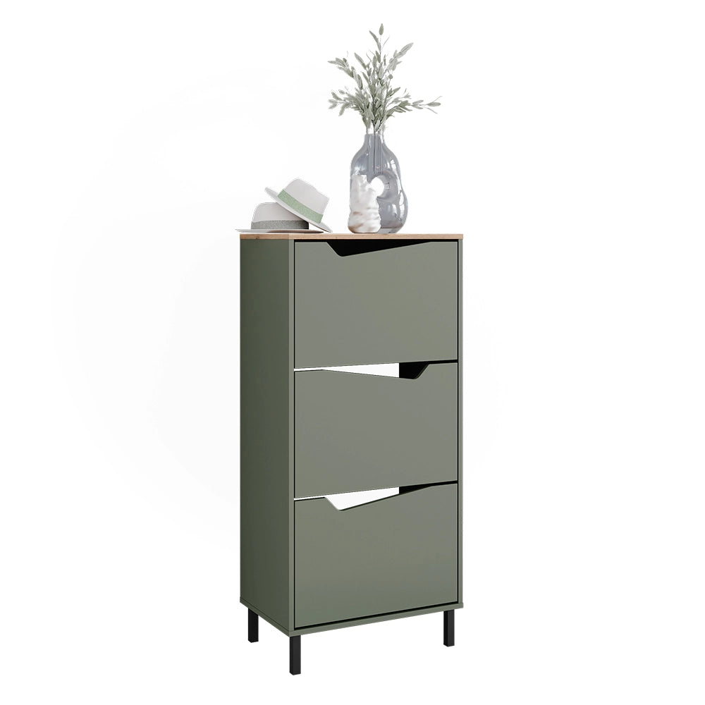 Vicco Scarpiera da ingresso Verde/Artigianale 60 x 129.5 cm con 3 scomparti