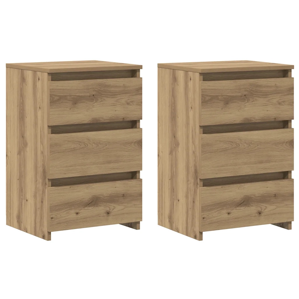 Comodini 2pz Rovere Artigianale 40x35x62,5 cm Legno Multistrato 856525