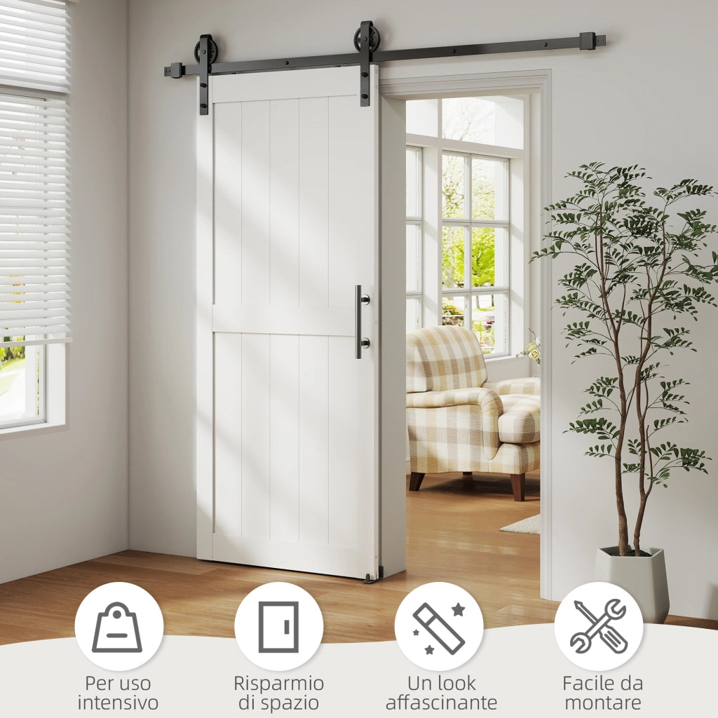 Porta Scorrevole Porta da Interno Stile Industriale, 81.3x213.4cm, Legno