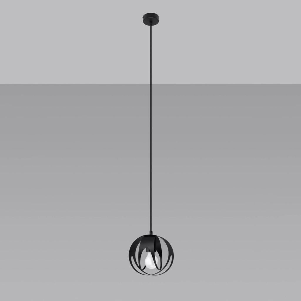 Lampada a sospensione nera FINARA Pure Lume E27 15W