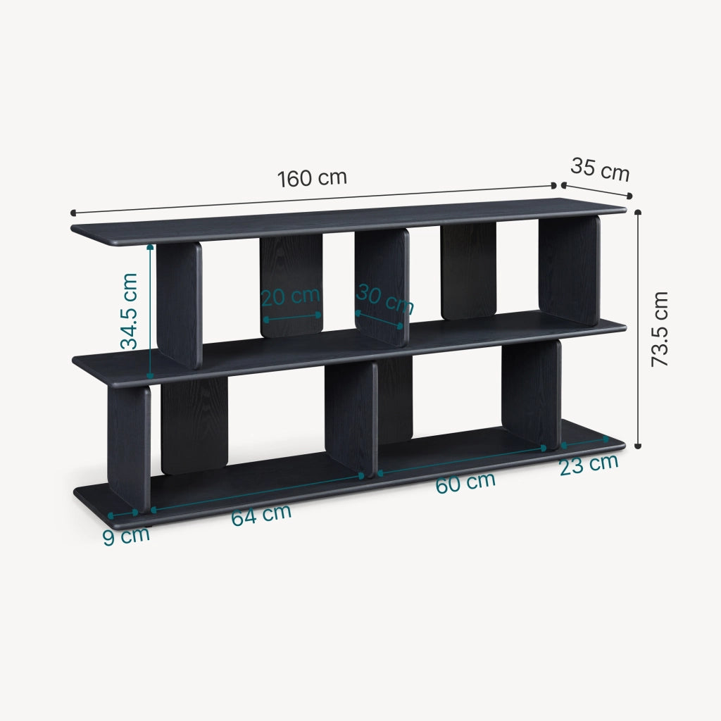 Scaffale da Terra Gäljami con 4 Scomparti Aperti 160 x 35 x 74 cm - Nero [en.casa]