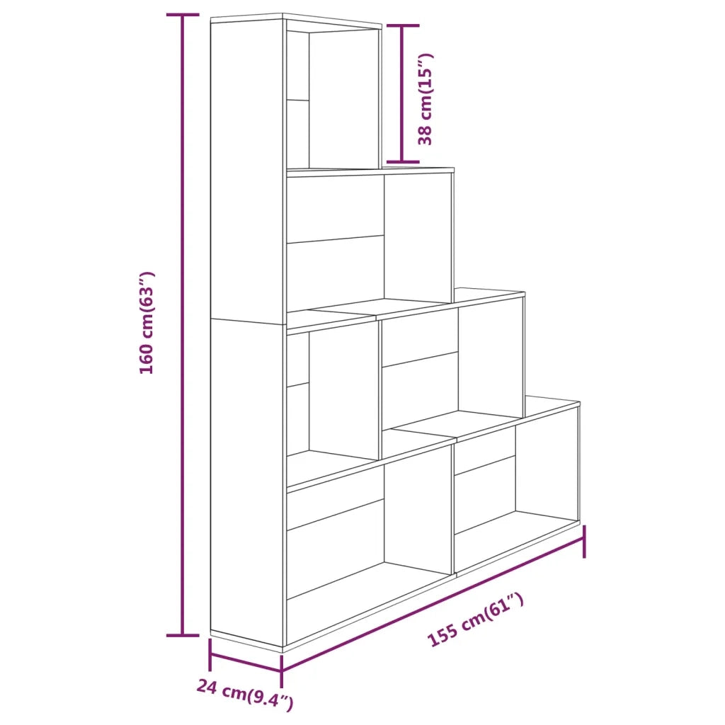 Libreria-Scaffale per Libri-Mobile di Stoccaggio Rovere Fumo 155x24x160 cm