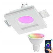 Trade Shop - Faretto Slim Gesso Smart Led Gu10 Wifi Incasso Quadrato Rgb Cct Alexa Google 10x10cm -