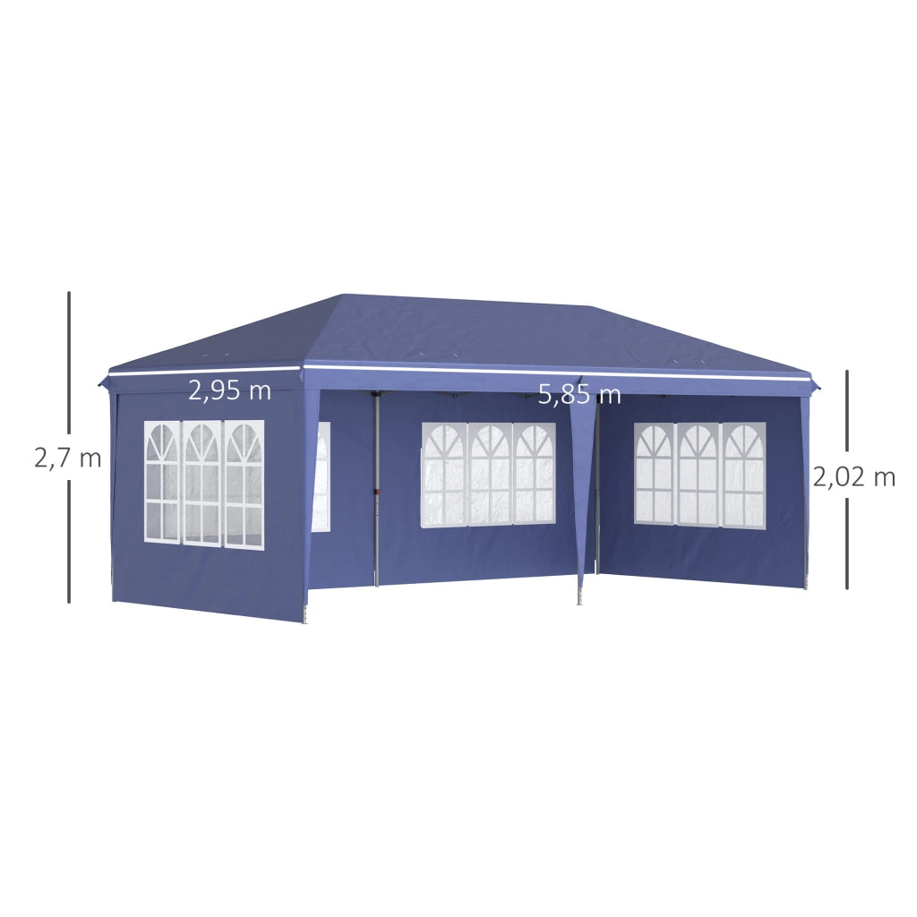Gazebo pieghevole 6x3m con pareti removibili ¨C zephmum ¨C blu