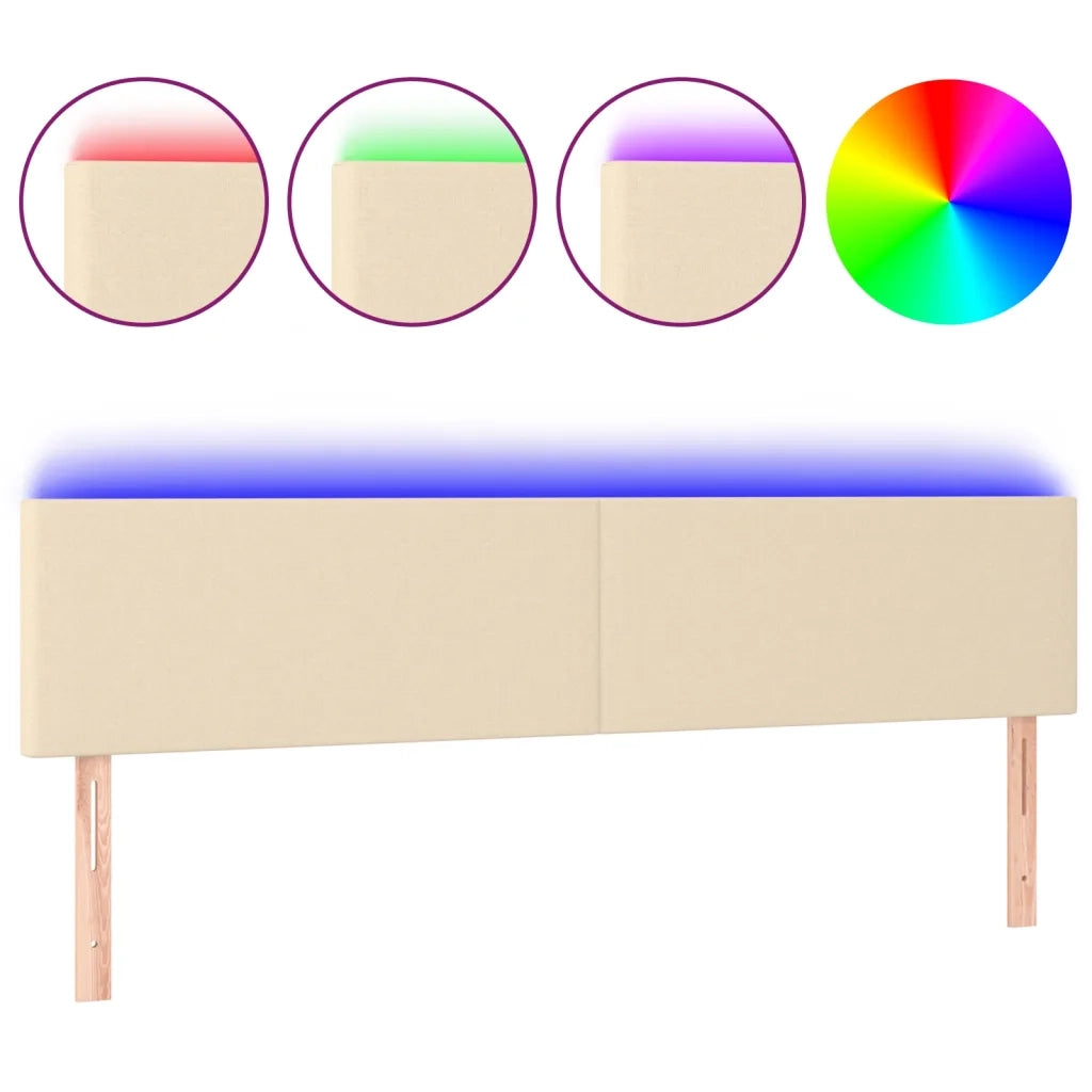 Testiera a LED-Testata con LED Crema 180x5x78/88 cm in Tessuto 156703