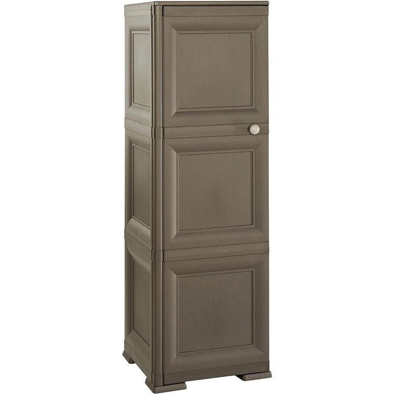 ARMADIO A COLONNA MULTIUSO WENGÉ 40X43X125 CM CON 3 MODULI, 3 TASCHE LATERALI E ANTA LISCIA – MOBILE VERTICALE SALVASPAZIO PER ORGANIZZAZIONE CASA