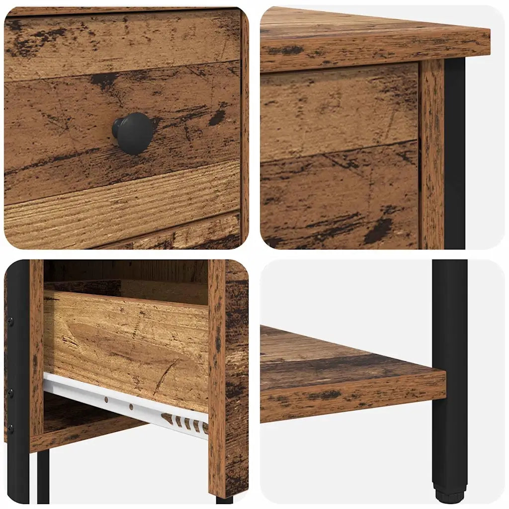 Armadio da Notte con cassetto Legno vecchio 32 x 42 x 70 cm 871285