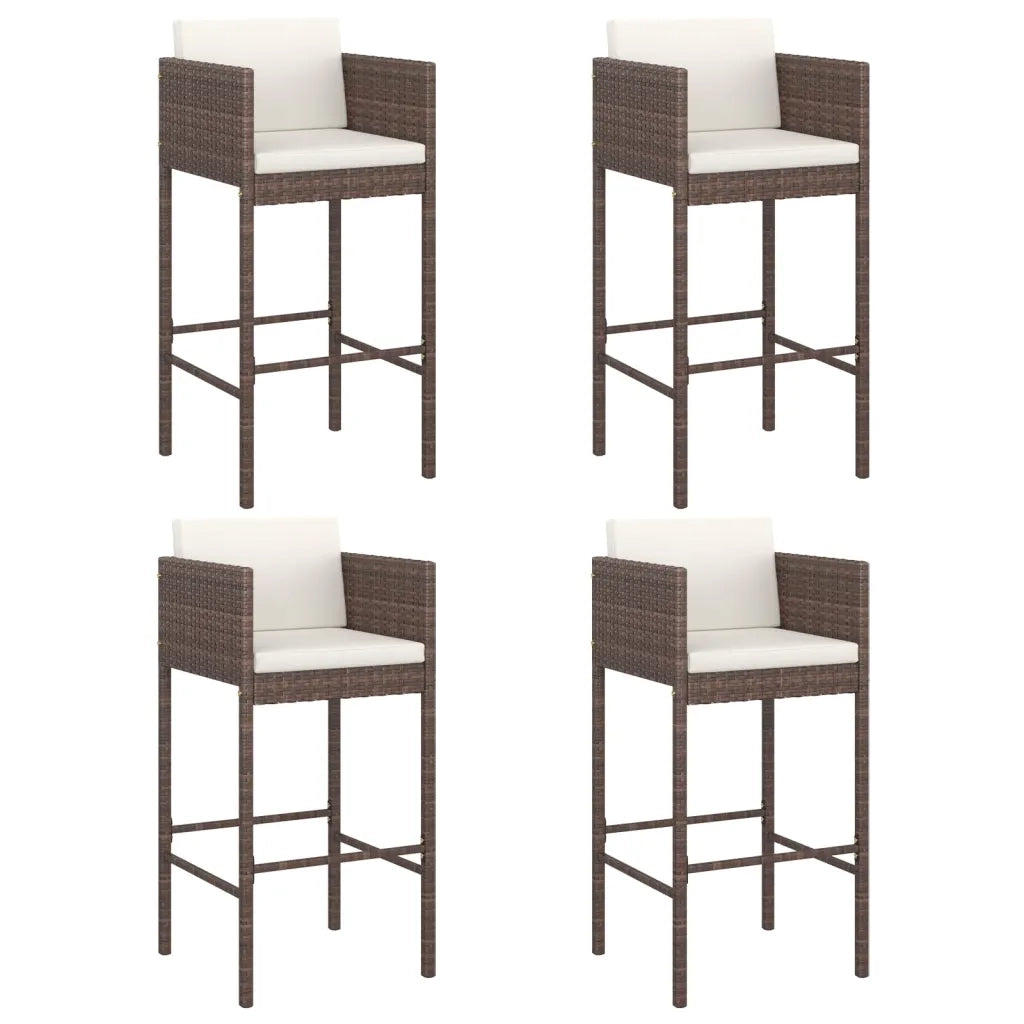 Sgabelli da Bar 4 pz con Cuscini Marroni in Polyrattan cod mxl 60013