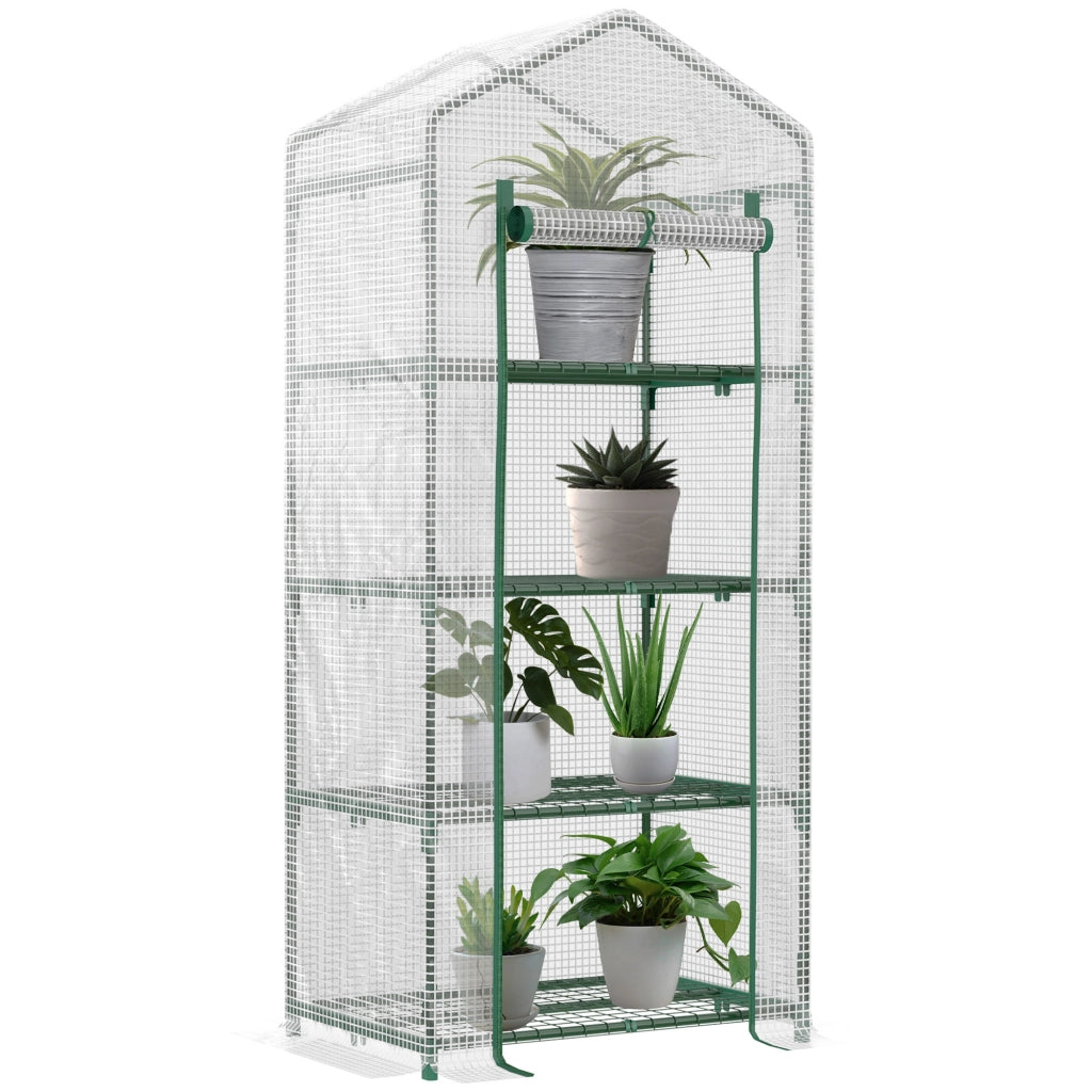 Serra da giardino in PE con ripiani 4 livelli ¨C zephmum ¨C bianco 70x50x160cm