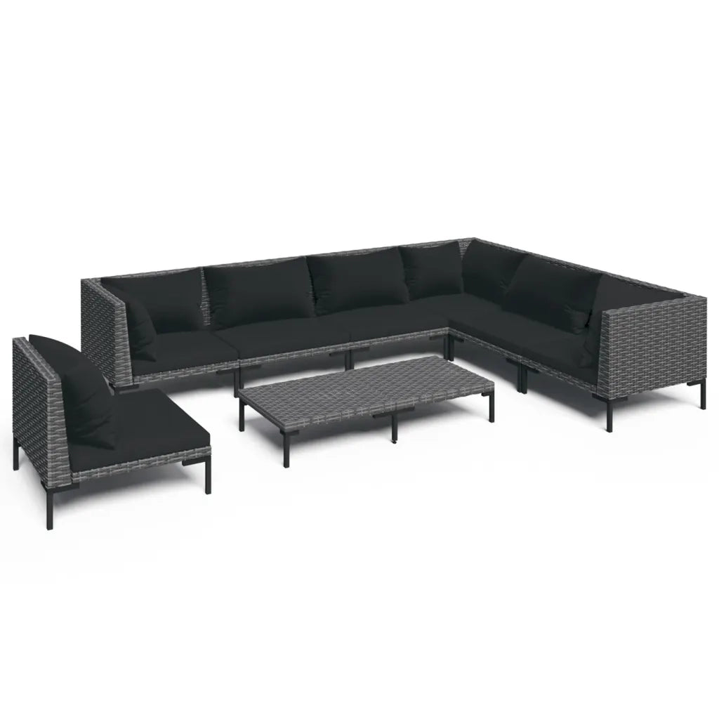 Set Divani Giardino 8 pz con Cuscini in Polyrattan Grigio Scuro cod mxl 41115