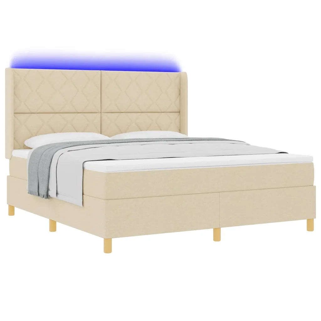 Letto a molle con materasso Crema 180 x 200 cm Tessuto 3343775