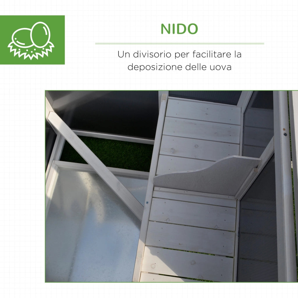 Pollaio per Galline da Esterno Tetto Impermeabile Corsa Zona Nidificazione Legno 160x75x80 cm