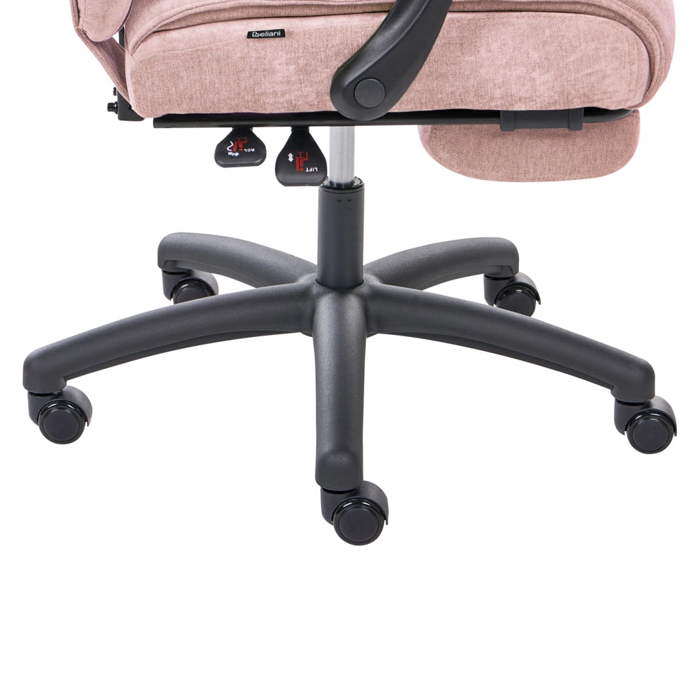 Sedia da ufficio professionale girevole Rivestimento in ciniglia con poggiapiedi Schienale inclinabile rosa pastello