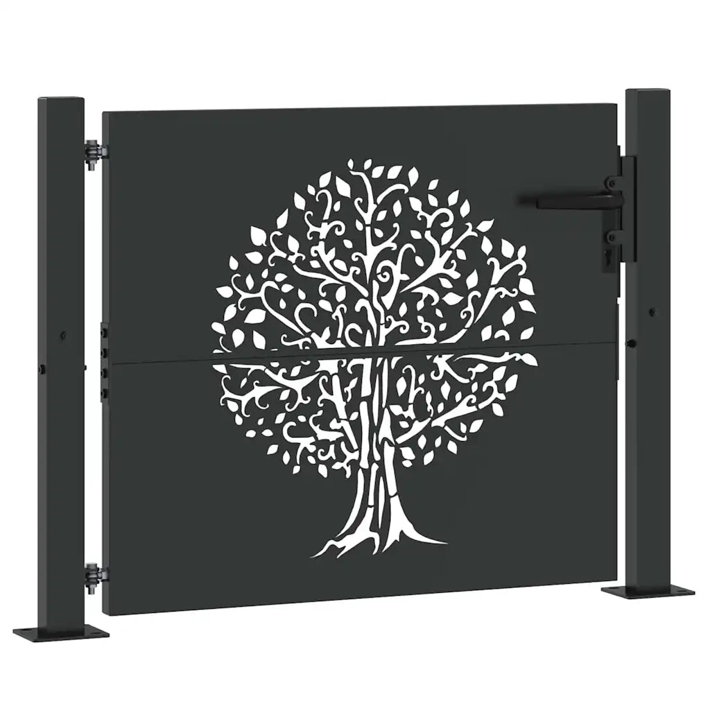 vidaXL Cancello da giardino con blocco Nero 105 x 100 cm