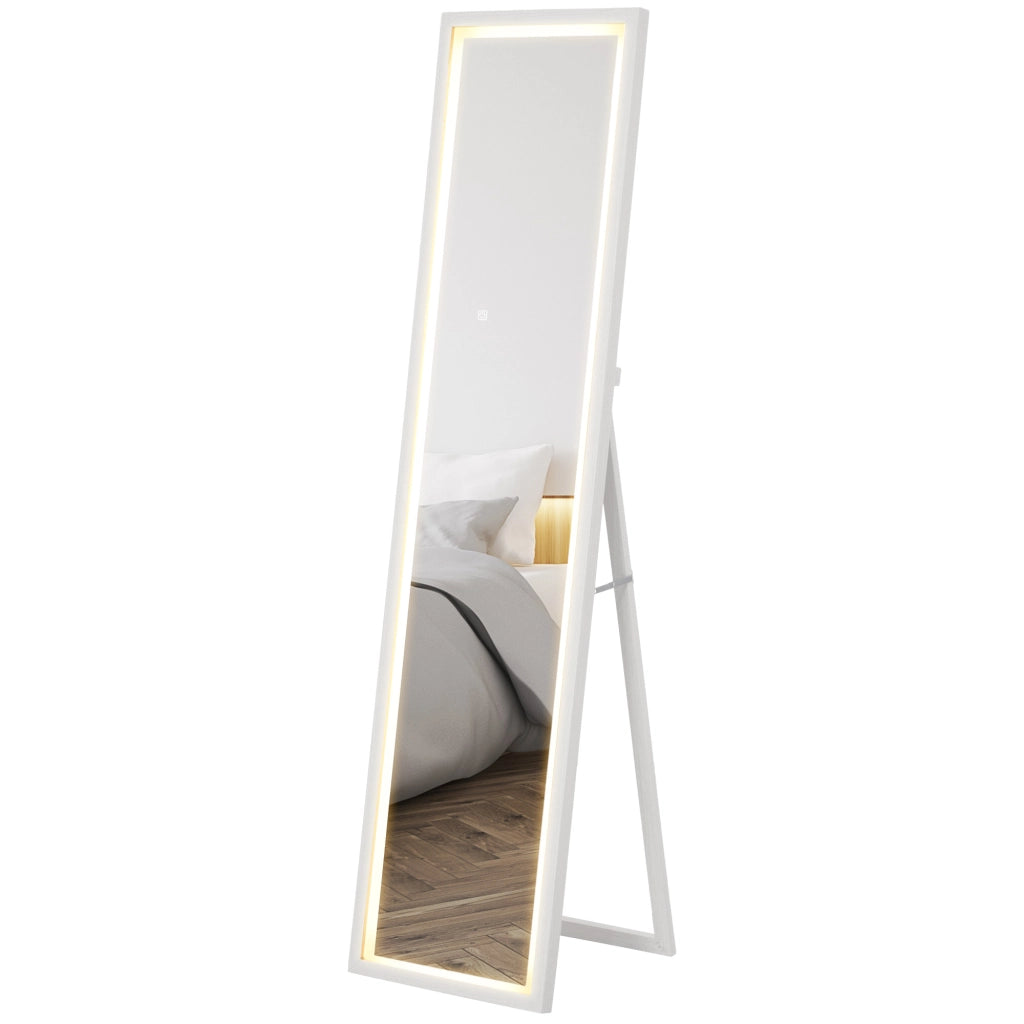 Specchio da Terra con Luci LED ¨C zephmum ¨C Bianco 40x160 cm