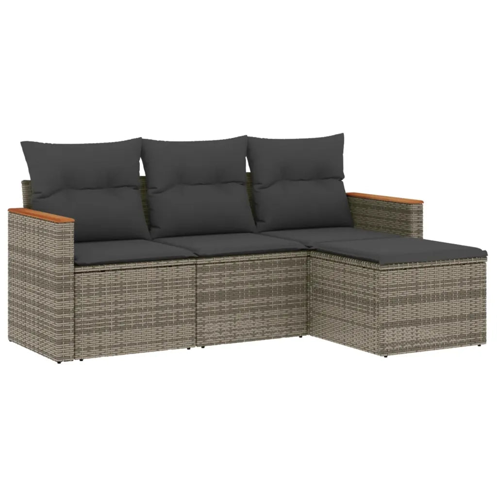 Set Divani da Giardino 4 pz con Cuscini in Polyrattan Grigio 3258308