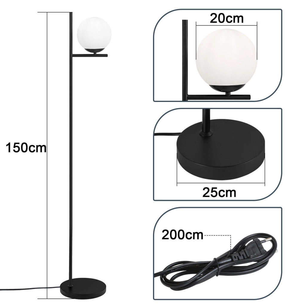 ZMH Lampada da terra bianco nera 1 luce E27 metallo industriale fiamma con interruttore pedale