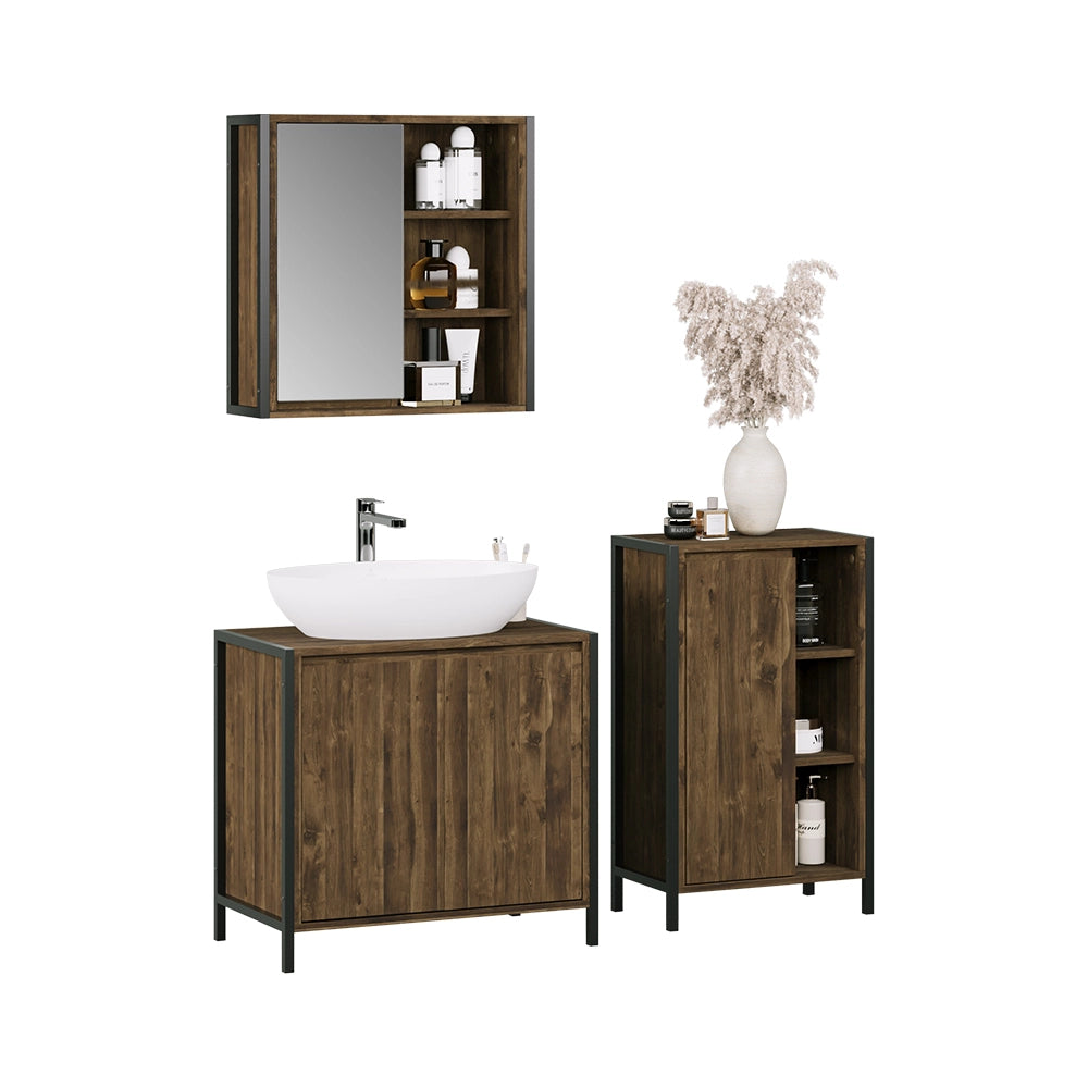 Vicco Set di mobili da bagno Quercia/nero 3 parti