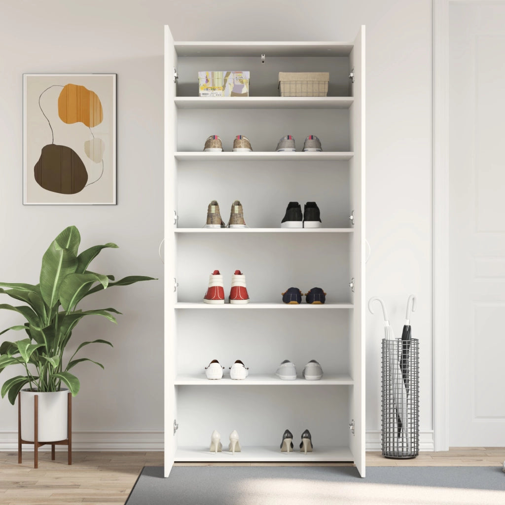 Mobile per Scarpe Bianco 80x35.5x180 cm Legno Ingegnerizzato