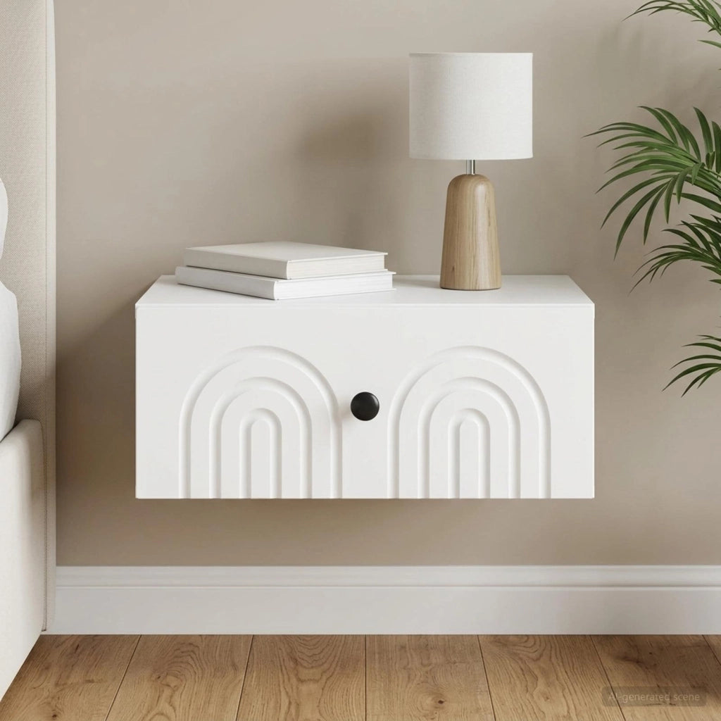 Mobiletto da notte a muro con cassetto Bianco 49 x 34,5 x 20 cm 898105