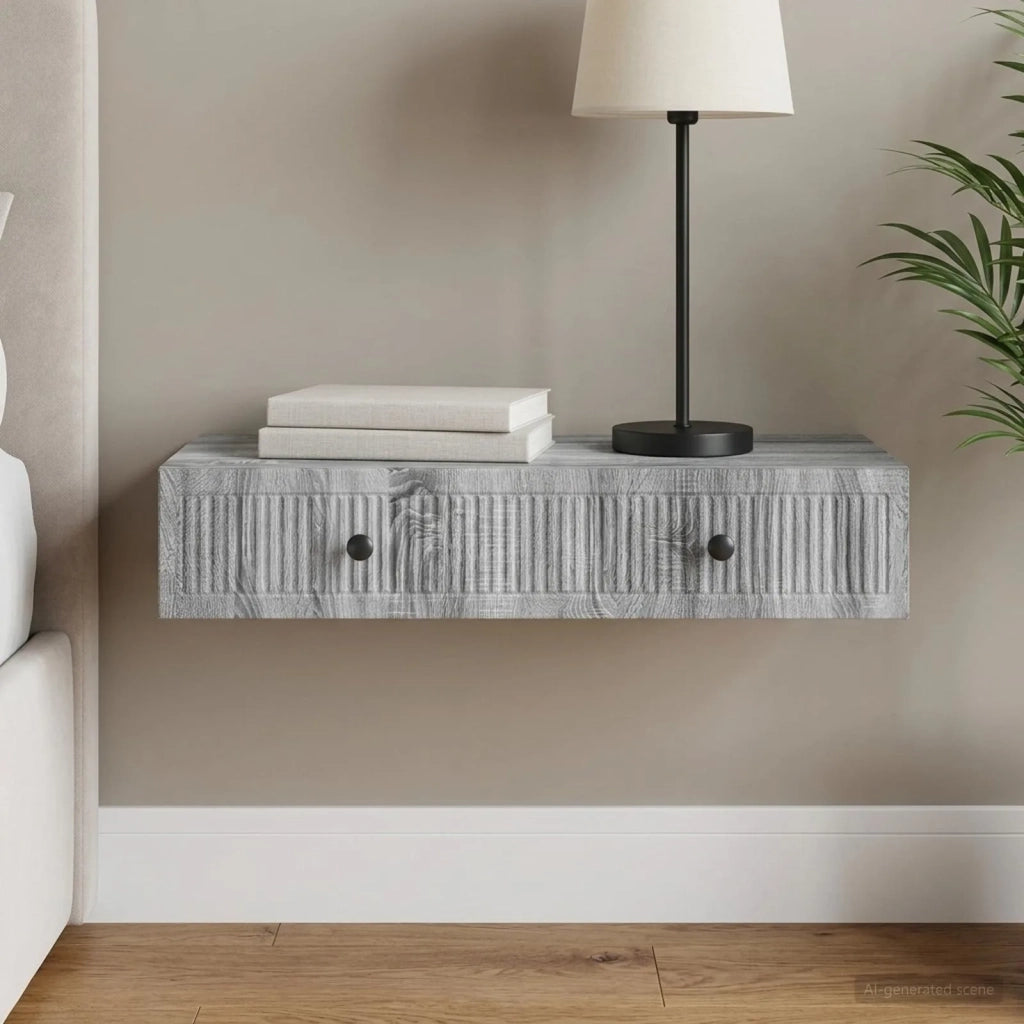 Tavolino da Parete Laterale Grigio Sonoma 87,5 x 34,5 x 17 cm 897991