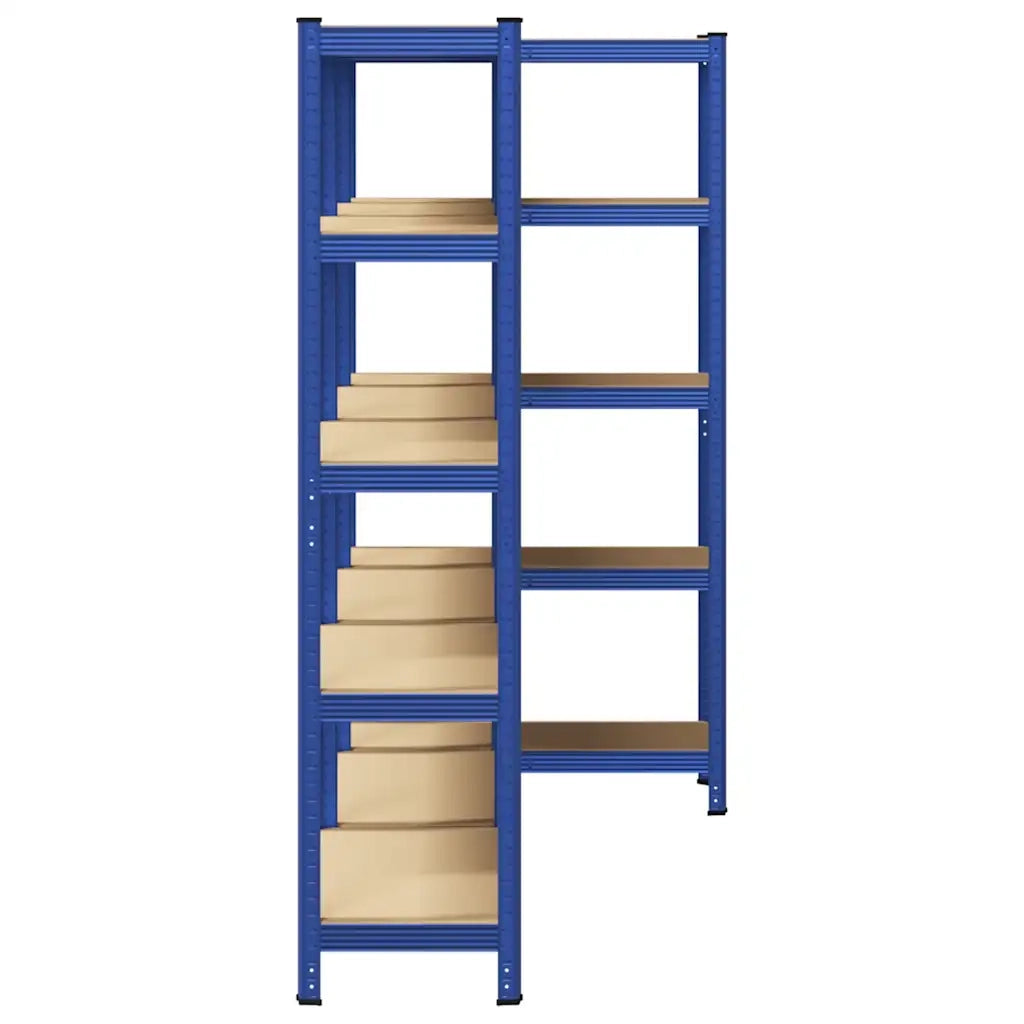 Mensole Portaoggetti 5 Strati 3pz Blu Acciaio Legno Multistrato 3307592
