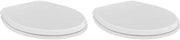 Sedile WC universale in plastica duro per toilette standard, colore bianco (confezione da 2)
