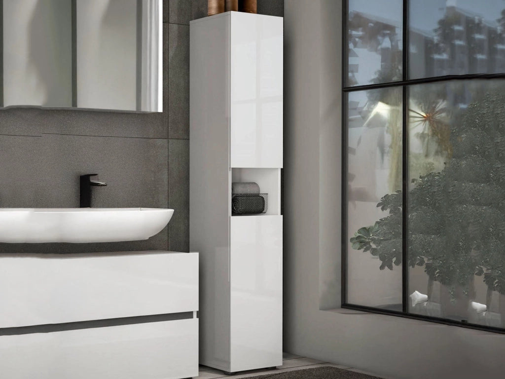 Volpetta, Mobile Colonna 5 Ripiani Made in Italy, 34x34x180h cm Bianco Lucido