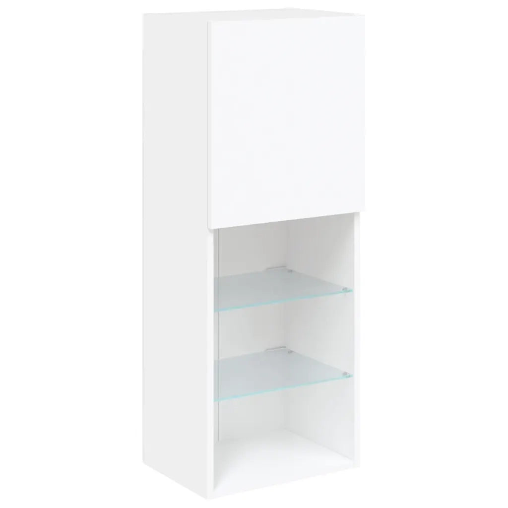 Mobili TV a Muro con LED 6pz Bianchi in Legno Multistrato