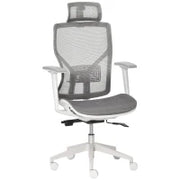 Sedia Ergonomica da Ufficio con Poggiatesta, Inclinazione e Altezza Regolabile, Poltrona Girevole Basculante con Ruote e Schiena in Rete, 67x65x120-128cm, Grigio