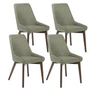 E-STYLO Sedia da pranzo in tessuto verde scuro con gambe e struttura in massello di noce, 62cm X 49.5cm H. 87cm.