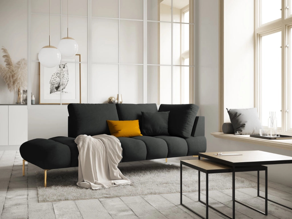 Cosmopolitan Design - Chaise longue sinistra "Hastings" 2 posti in velluto grigio scuro 