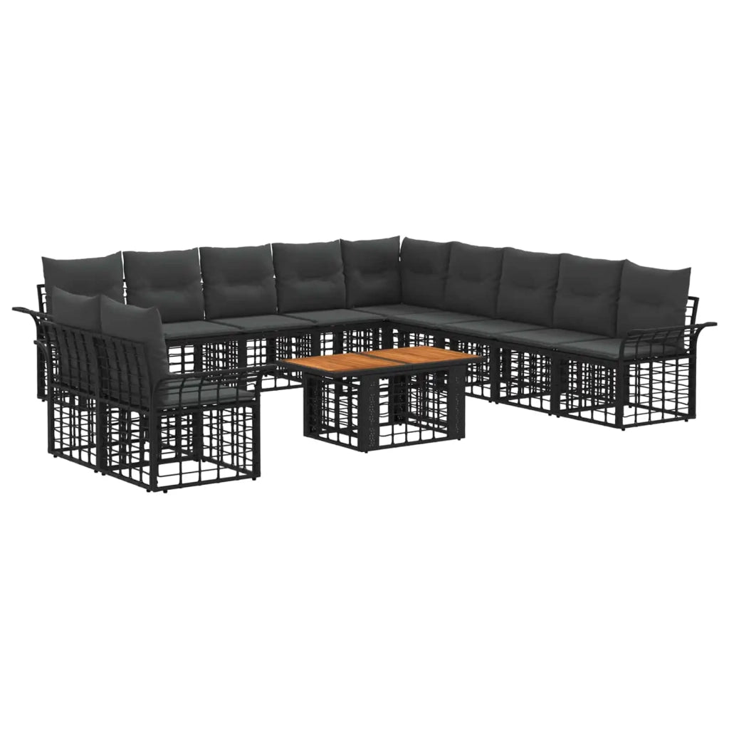 Set Divano da Giardino 12 pz Nero e Grigio scuro polyrattan 3437995