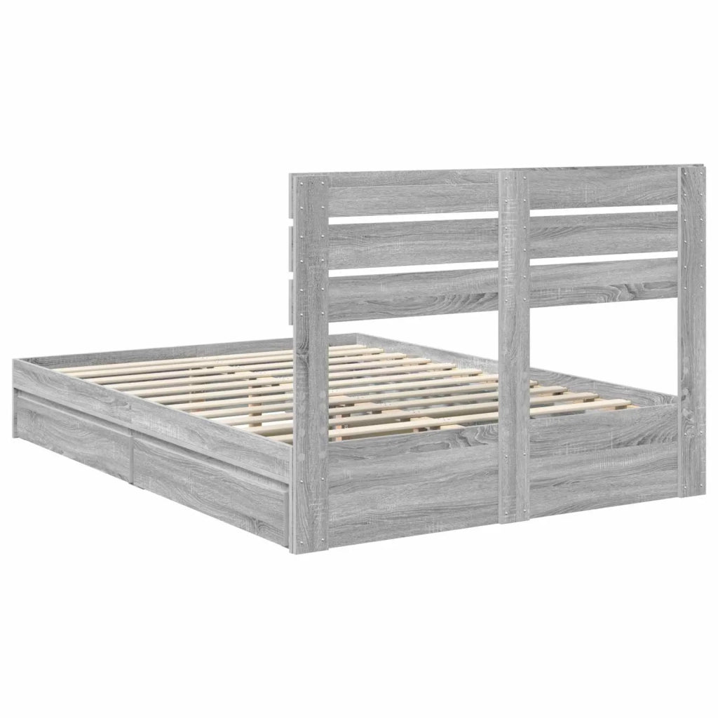 Letto con Contenitore con testiera Grigio Sonoma 160 x 200 cm