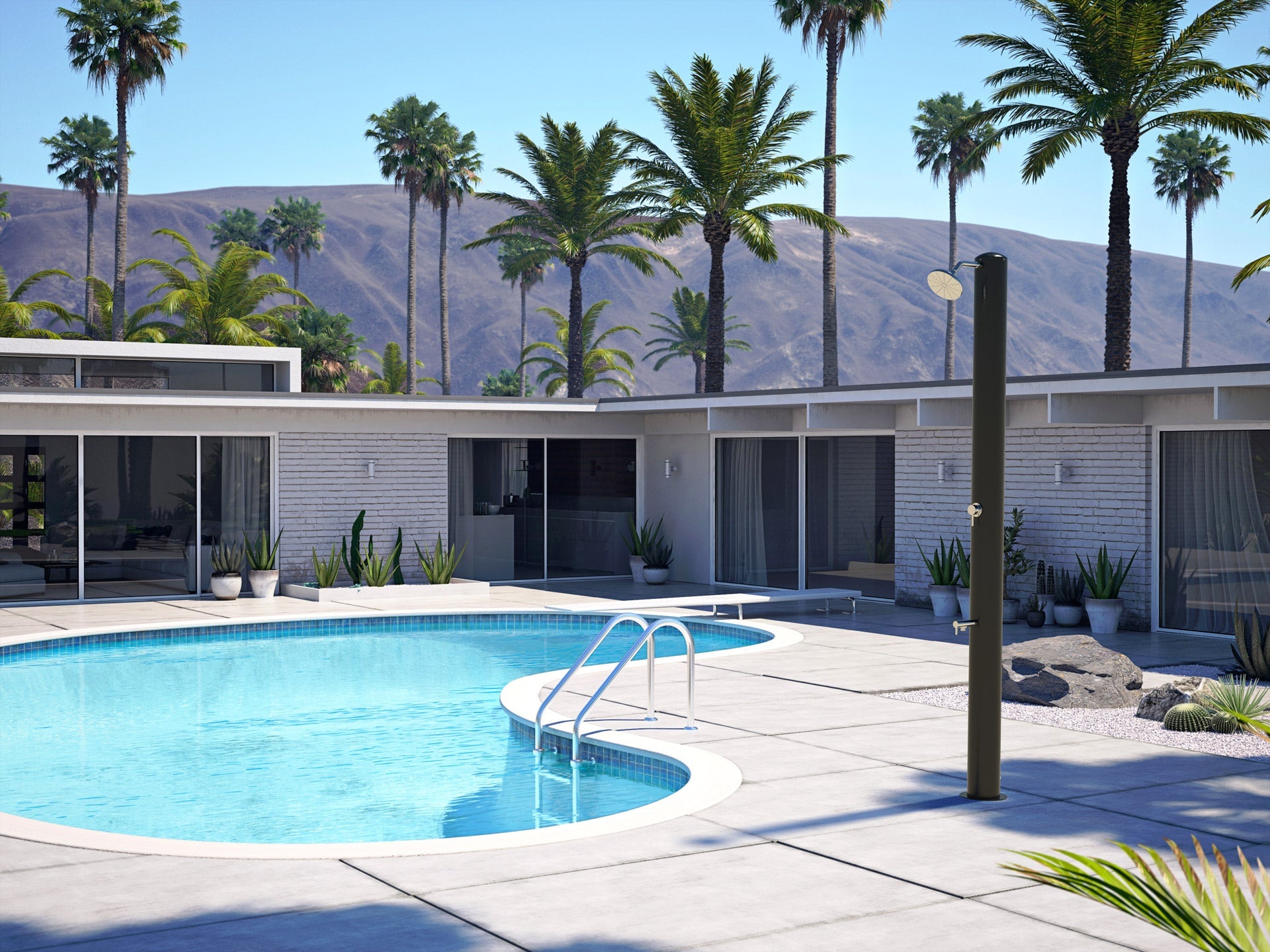 Doccia Solare da Giardino 28L Miscelatore e Lavapiedi Tevere N Nero Opaco