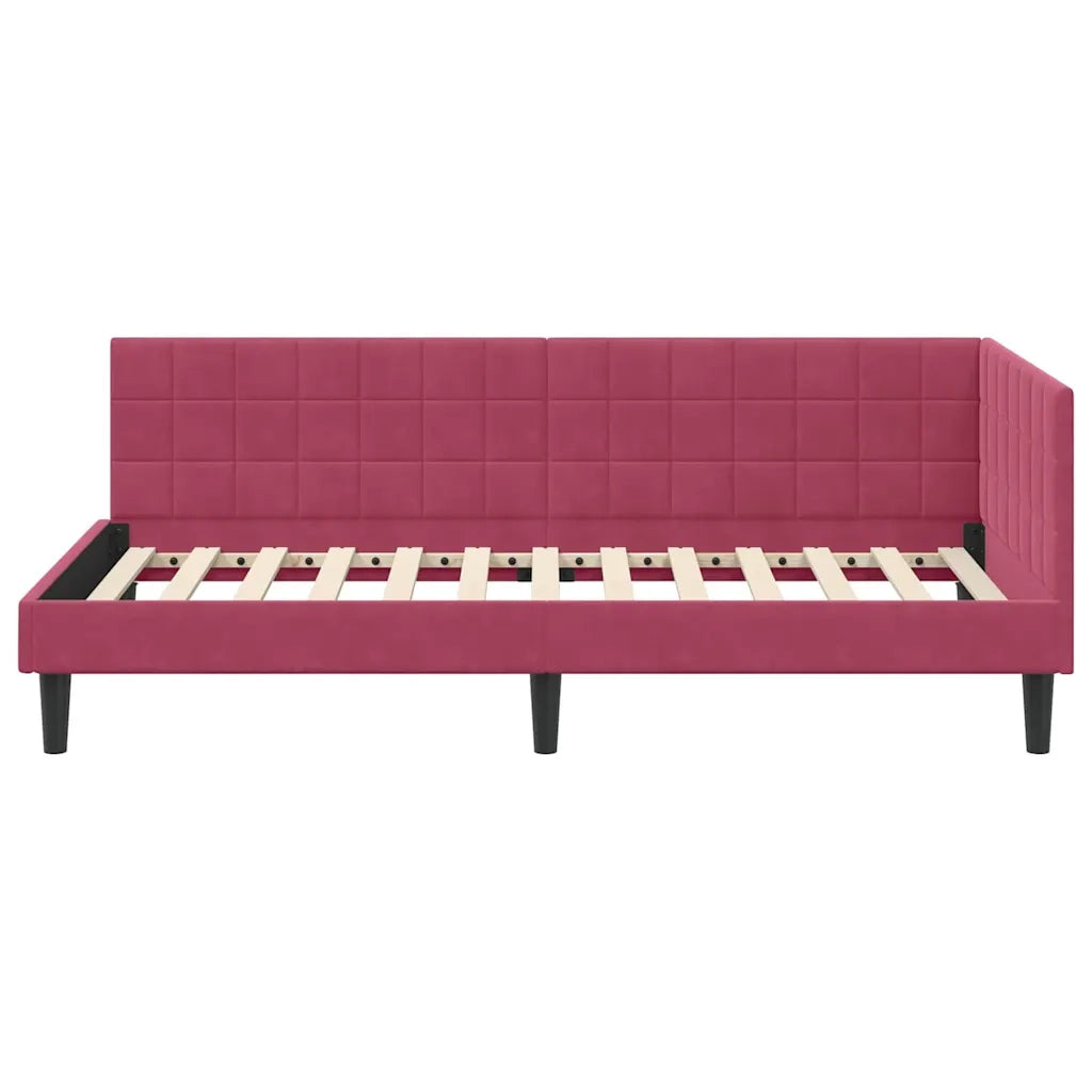 Cornice del letto ad angolo Rosso Vino 100 cm x 200 cm Velluto