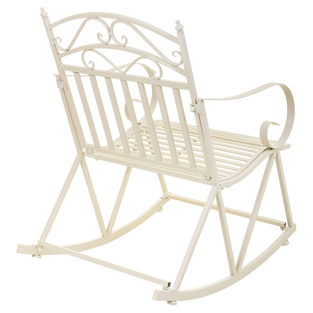 Sedia a dondolo in ferro battuto bianco 55x45x91h cm