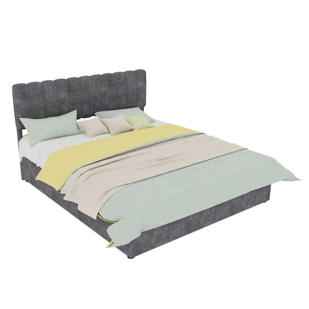 Letto matrimoniale imbottito 160x200 cm in velluto grigio