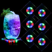 Set di 6 sottopanchine RGB illuminanti per bicchieri, con 3 impostazioni di illuminazione, sottopanchine illuminanti per bicchieri, sottopanchine LED per bicchieri, bicchieri per whisky, bar per feste KTV