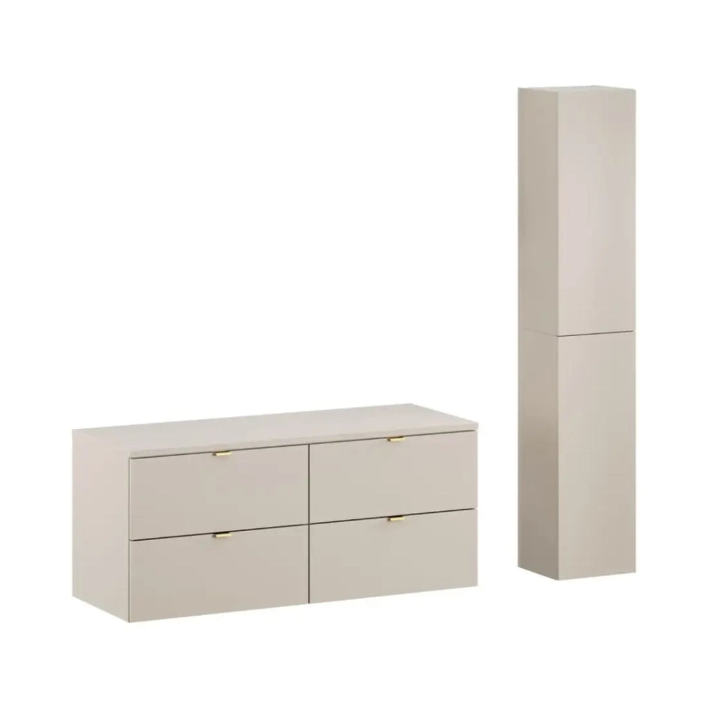 Set bagno BELLA: mobile sotto lavabo 120cm + piano per lavabo + colonna di stoccaggio