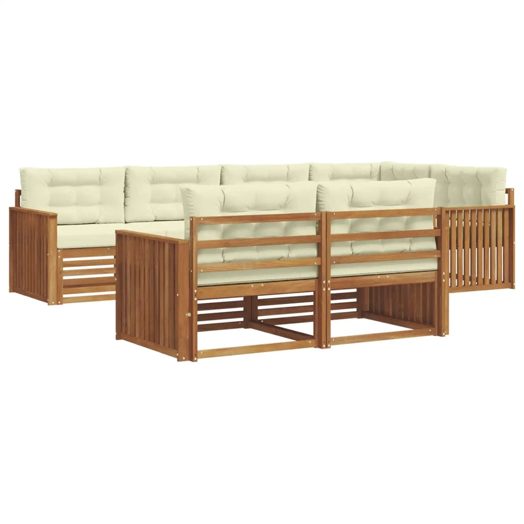 Set di divani da esterno con cuscino 7 pcs Naturale e Crema